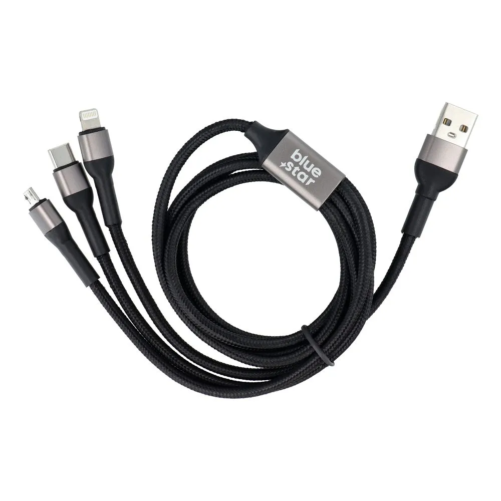 Datový kabel Blue Star - 3v1  micro USB, USB C i Lightning